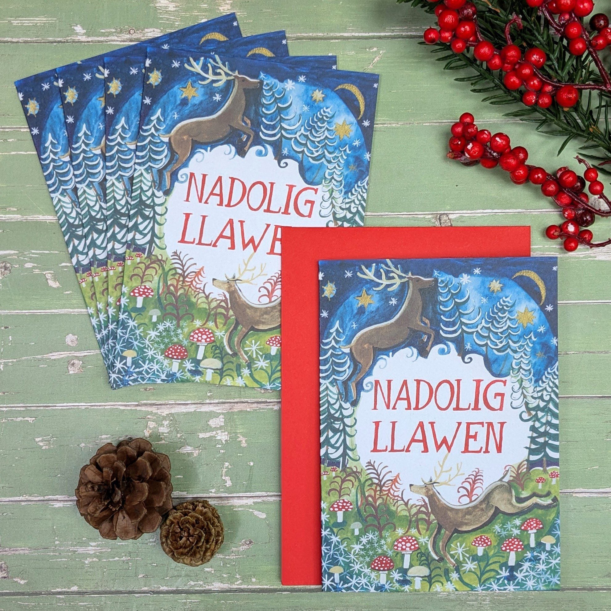 'Nadolig Llawen Ceirw' Christmas Cards by Lizzie Spikes
