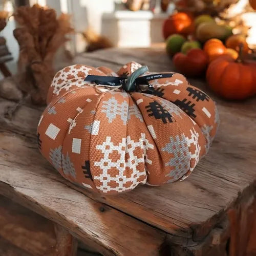 Welsh Tapestry print fabric pumpkin - Orange background SMALL