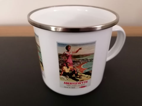 'Retro Aberystwyth' Enamel Mug