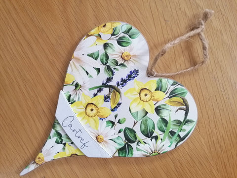 Wooden Heart Shaped Hanging Decoration - 'Cartref'