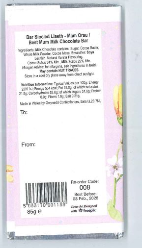 'Mam Orau' Luxury Milk Chocolate Bar