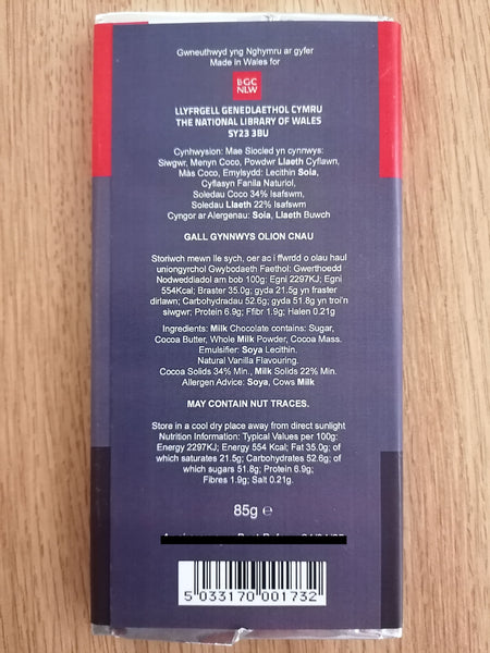 'National Library of Wales' Luxury Milk Chocolate Bar