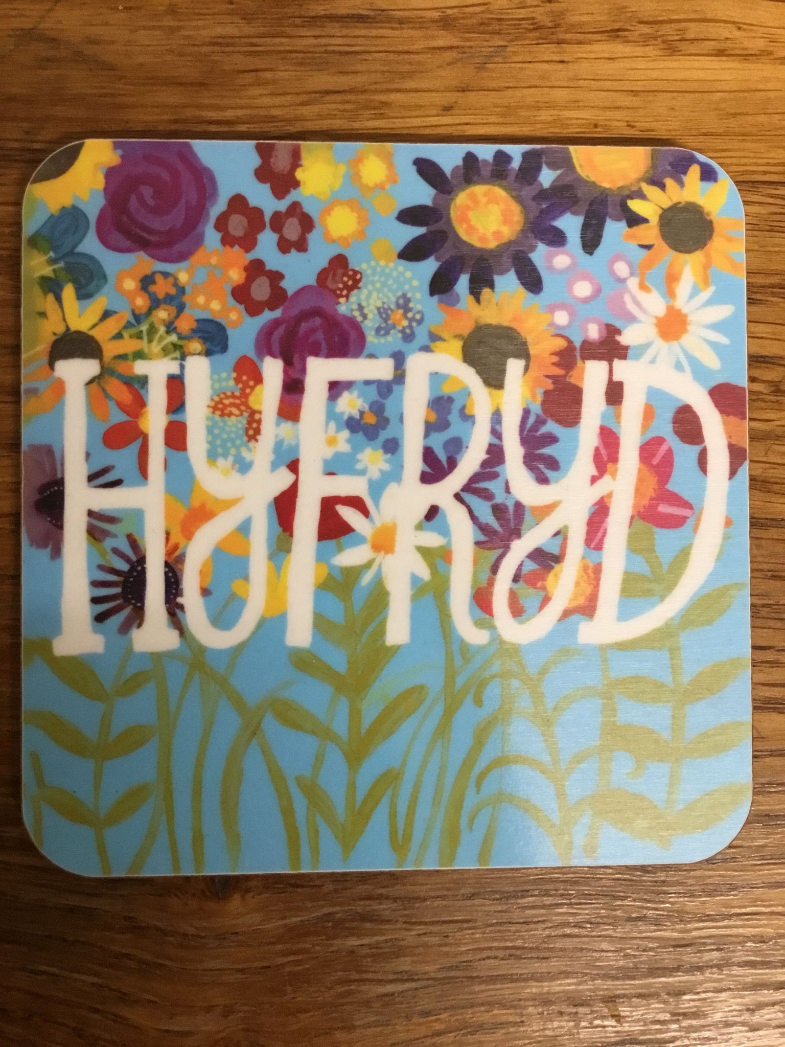 'Hyfryd' Square Coaster by Lizzie Spikes