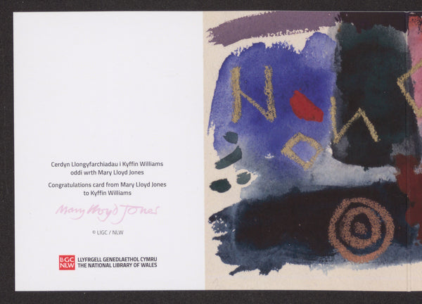 Individual Greetings Card 'Congratulations from Mary Lloyd Jones to Kyffin Williams'