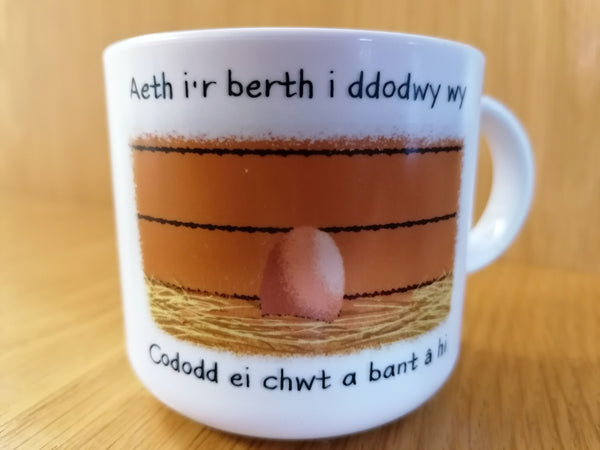 Melamine Nursery Rhyme cup 'Iâr fach bert yw iâr fach ni ..'