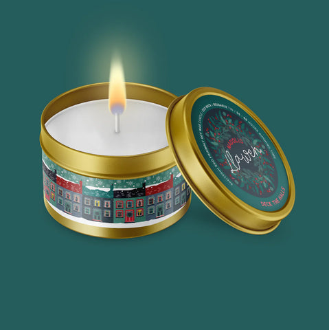 Christmas Candle in a tin - 'Deck the Halls'