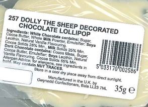'Dolly the Sheep' Decorated Chocolate Lollipop