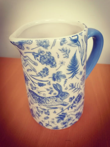 'Blue Hare and Floral' Jug - Small