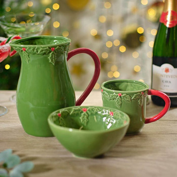 'Christmas Holly' Stoneware Jug