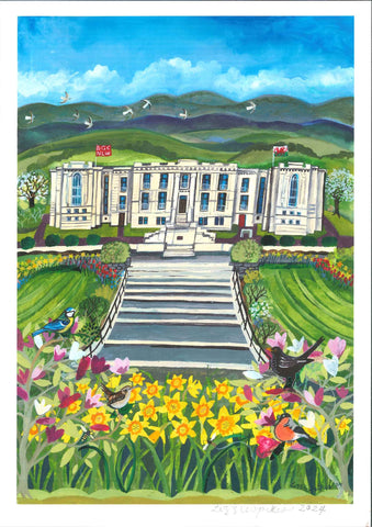 'National Library/Llyfrgell' Unmounted A4 Print by Lizzie Spikes