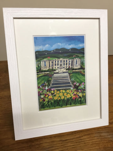 'National Library-Llyfrgell' framed print by Lizzie Spikes