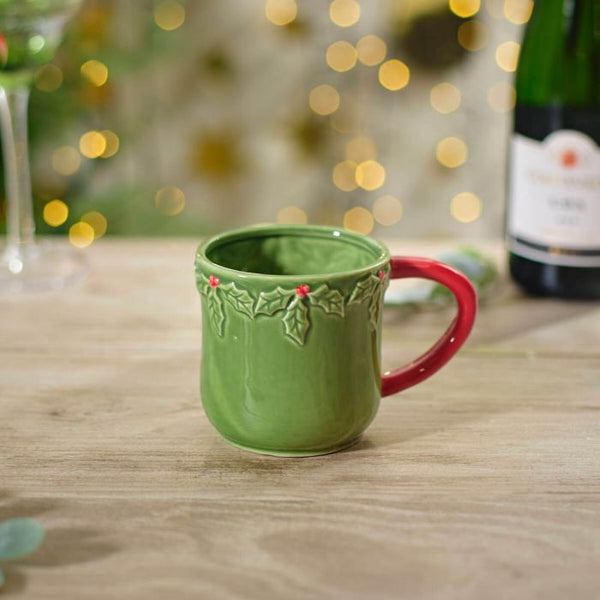 'Christmas Holly' Stoneware Mug