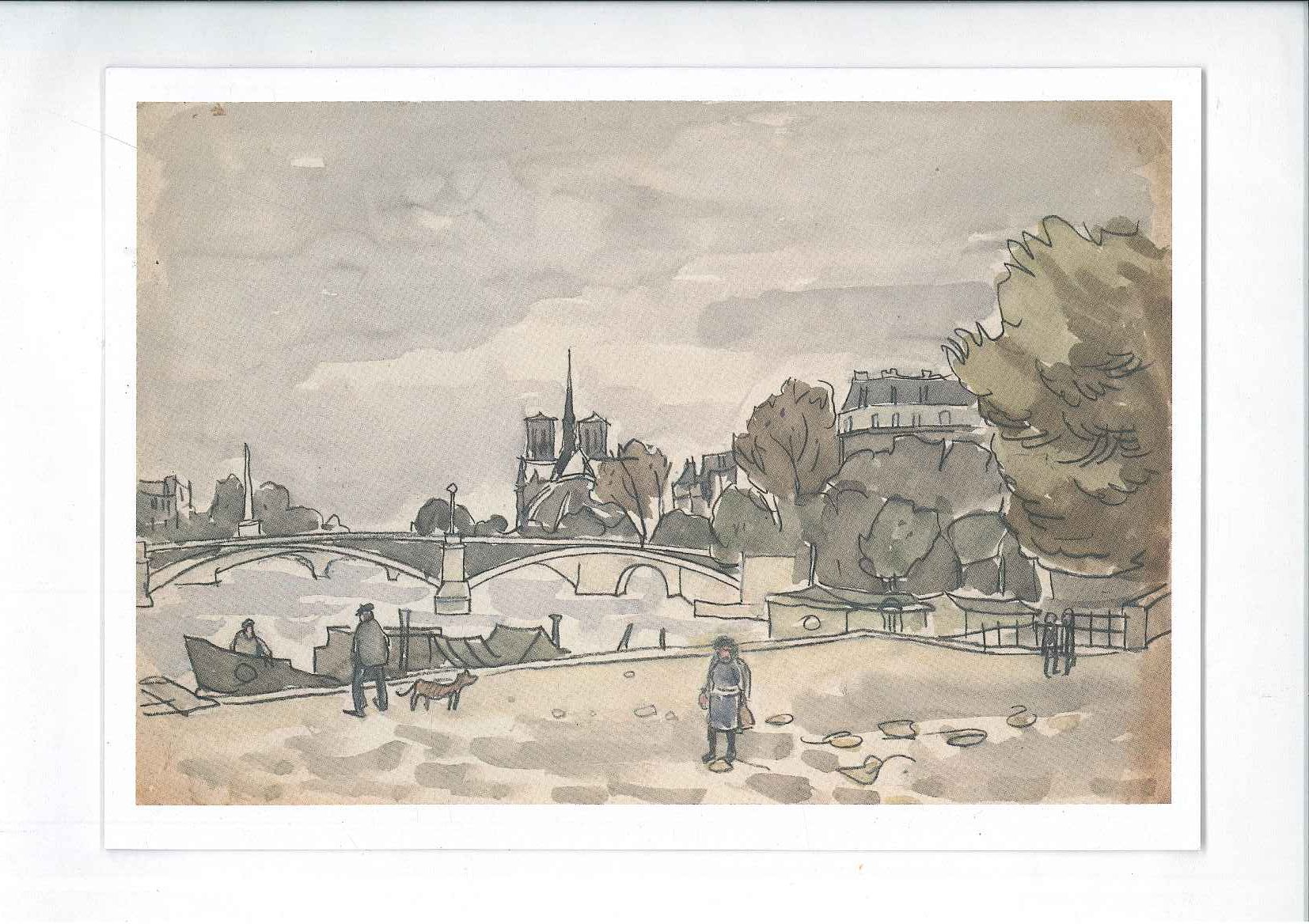 Greetings Card 'Paris with Notre Dame in the Distance' by Sir Kyffin Williams
