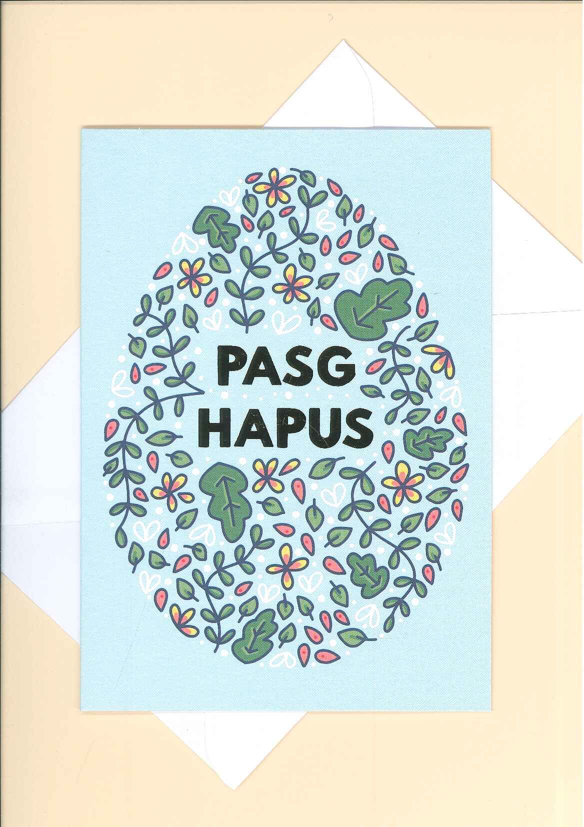 Easter Greetings card - 'Leaves and Flowers' Design