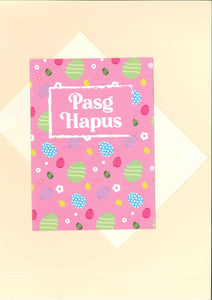 Easter Greetings card - 'Pink Easter Eggs' Design