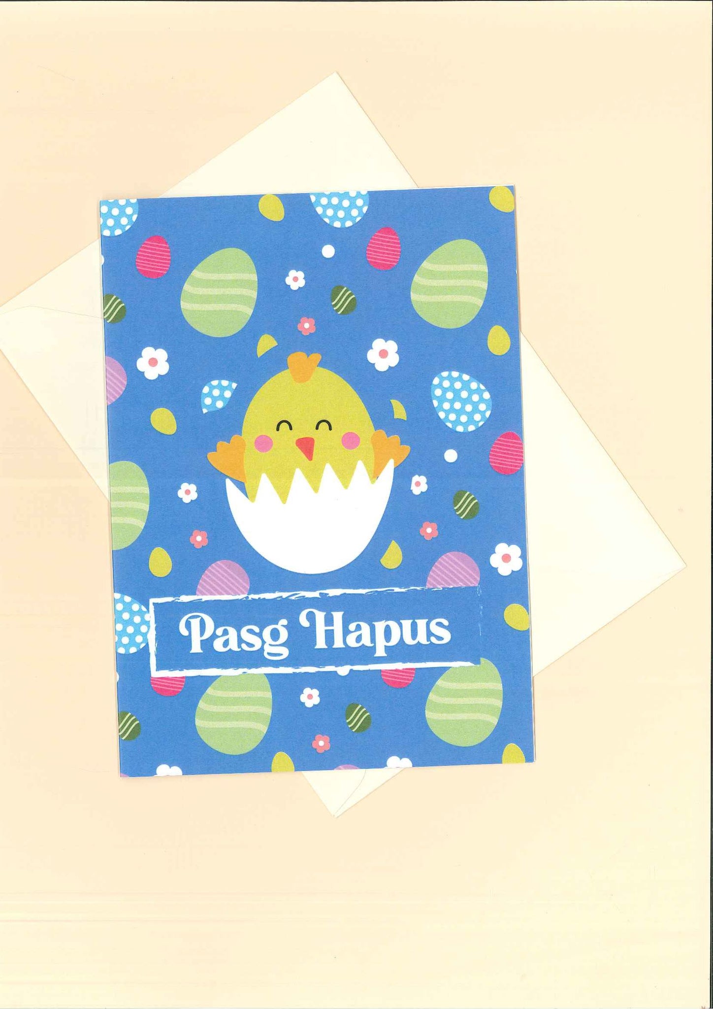 Easter Greetings card - 'Chick with Easter Eggs' Design