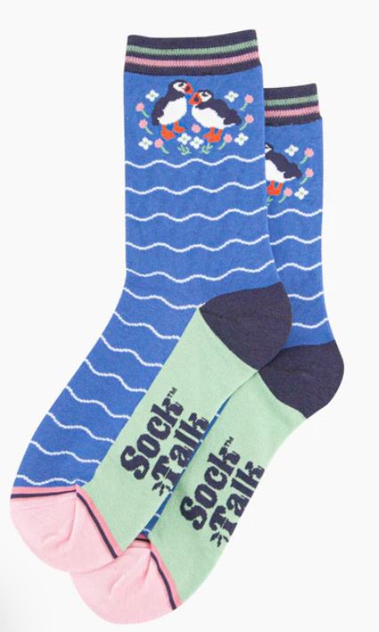 'Puffins & Flowers' Women's Socks