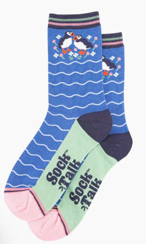 'Puffins & Flowers' Women's Socks