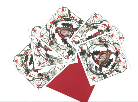 'Robin & Holly' Christmas Cards by Lizzie Spikes