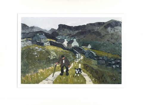 The Way to the cottages - Sir Kyffin Williams Mounted Print