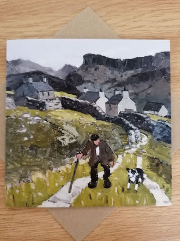 Greetings Card 'The Way to the Cottages' by Sir Kyffin Williams