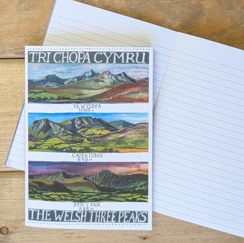 'Tri Chopa Cymru / The Welsh Three Peaks' Small Lined Notebook by Lizzie Spikes