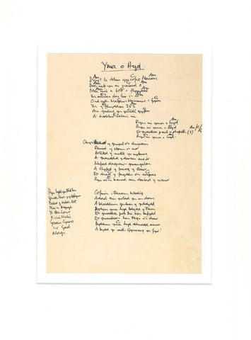 Manuscript of 'Yma o Hyd' - Mounted Print