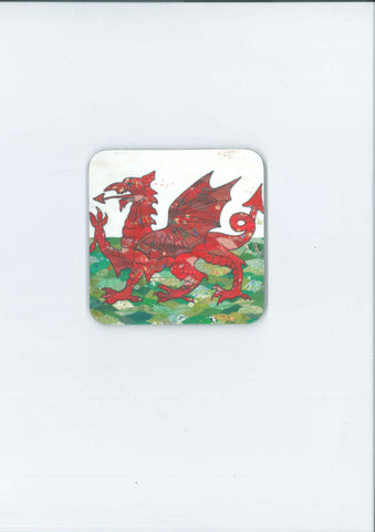 Cork-backed coaster 'Draig Goch/Red Dragon' by Josie Russell