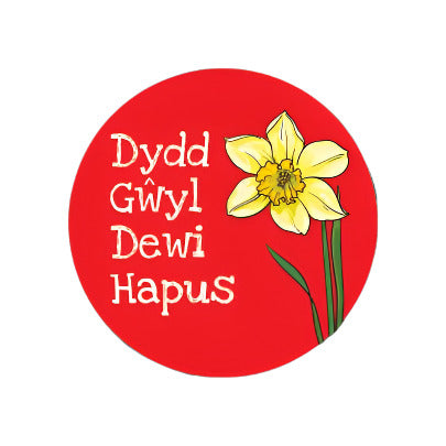 'Dydd Gŵyl Dewi Hapus' (Daffodil) - Button Badge