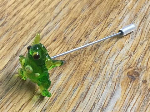 Handmade Glass Lapel Pin - 'Frog'