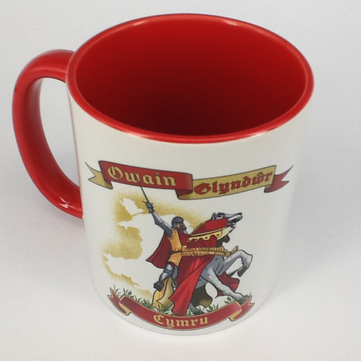 'Owain Glyndŵr' Mug (red rim)