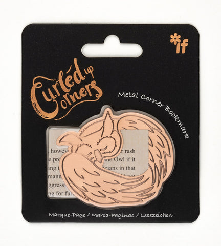 'Curled-up Corners' metal bookmark (sleeping owl)