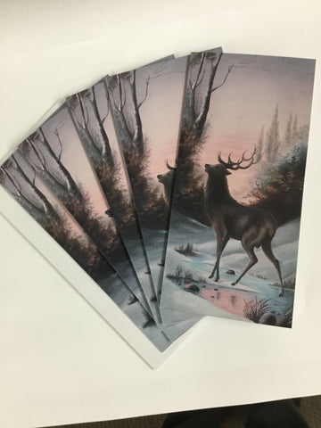 'Stag in snowy landscape' Christmas Cards by Ethel Morgan